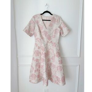 Gal Meets Glam Adair Floral Jacquard Midi Dress in Pink